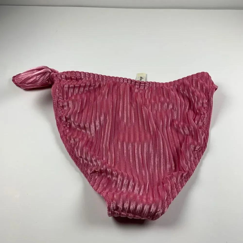 Dippin' Daisy's Womens High Cut Ribbed Velvet Side Knot Bikini Bottom Size S NWT